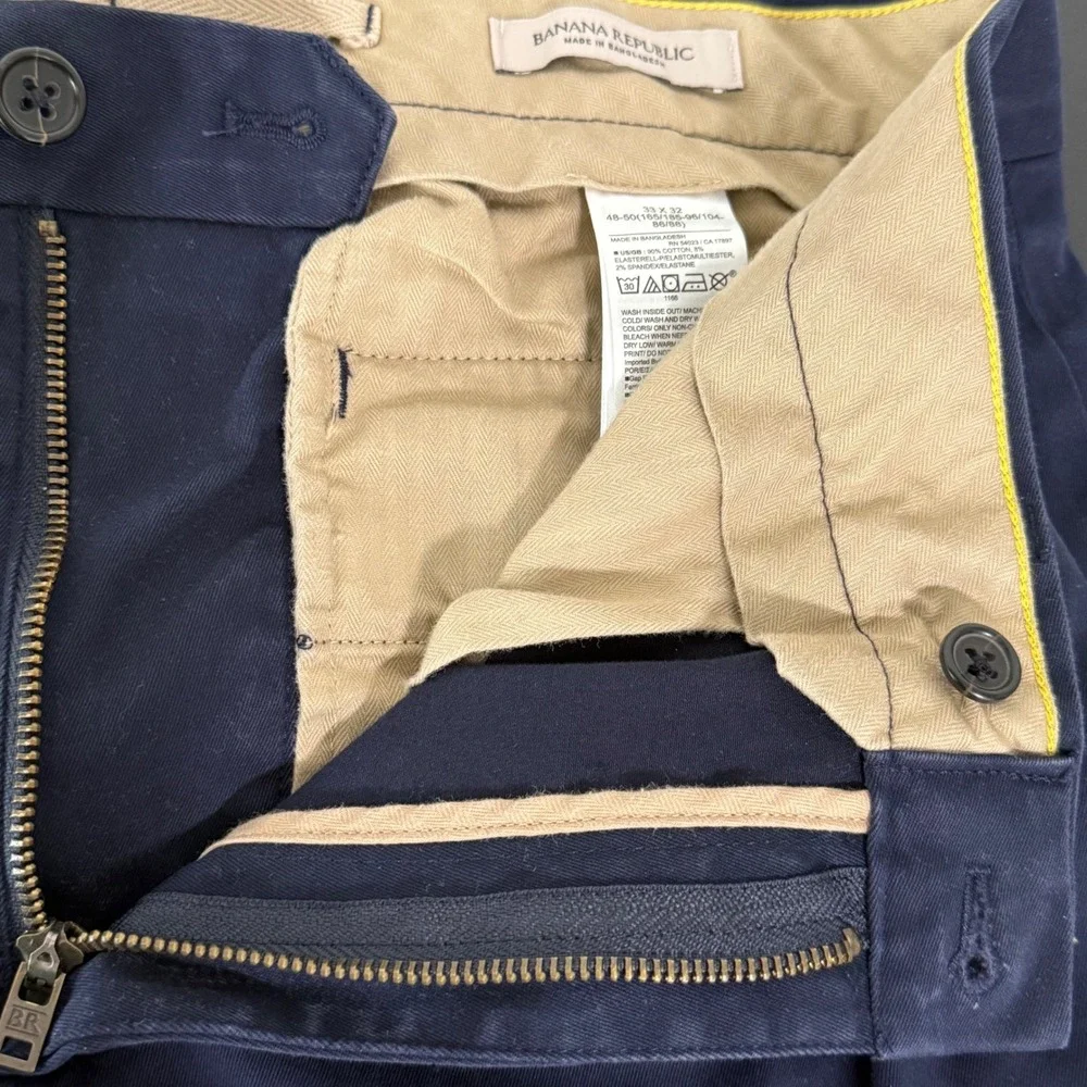 Banana Republic Rapid Movement Chino Pants Men 33x30 Blue Straight Fit Stretch